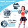 WILLBOND 12pcs Cheerleading Pom Poms Bulk Metallic Foil Cheerleader Pompoms with Baton Handle for Football Basketball Cheering Squad Team Game Sports Dance Party Outfit (Silver) view 2