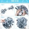WILLBOND 12pcs Cheerleading Pom Poms Bulk Metallic Foil Cheerleader Pompoms with Baton Handle for Football Basketball Cheering Squad Team Game Sports Dance Party Outfit (Silver) view 3