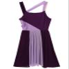 Nikiikoo Women's Sleeveless Color Block Lyrical Dance Dress Mesh Chiffon Modern Tutu Latin Waltz Gymnastics Leotard Violet Medium view 4