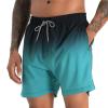 zeetoo Mens Swim Trunks with Compression Liner 5.5" Inseam Shorts Bathing Suit Quick Dry Swimsuit Gradient-Green L view 4