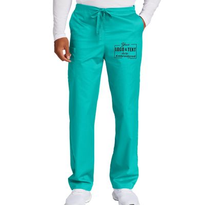 Custom Emroidered Medical Scrub Pant Add Your Embroidery Text Name Unisex Adult Cargo Pant Teal Blue