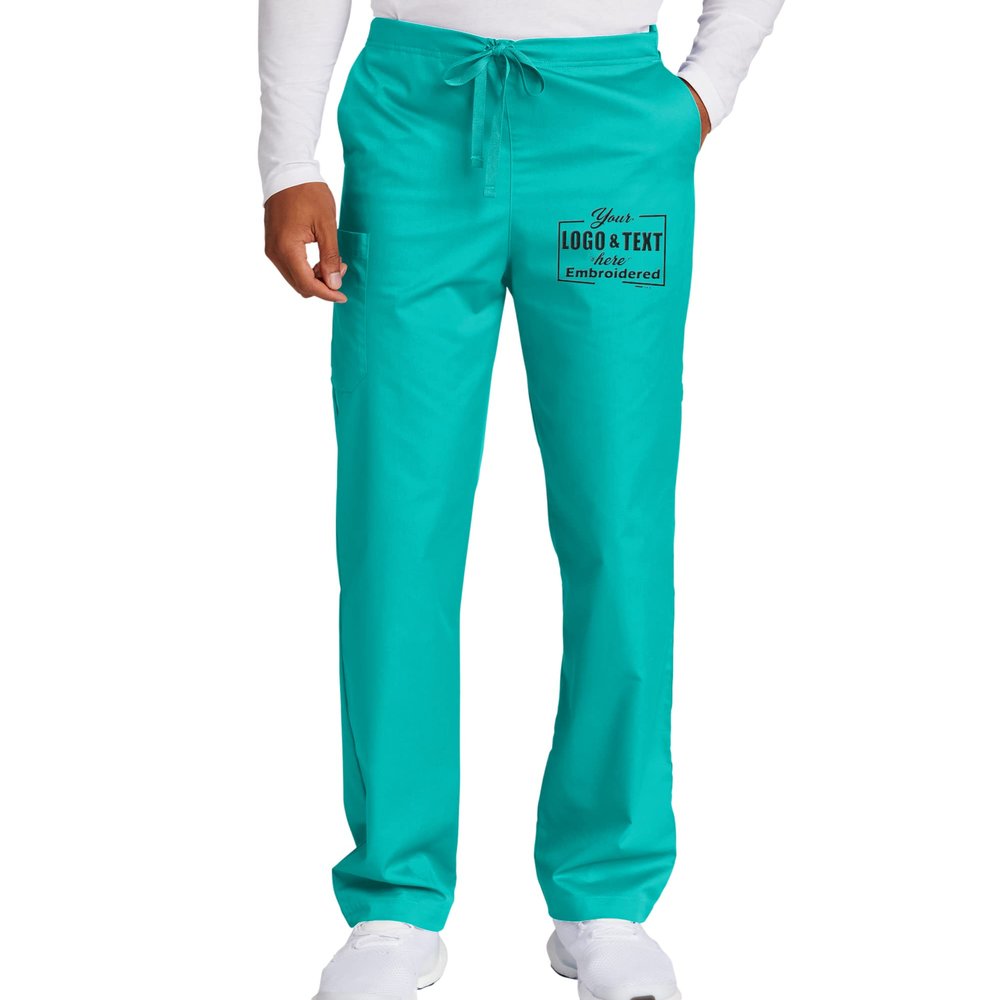 Custom Emroidered Medical Scrub Pant Add Your Embroidery Text Name Unisex Adult Cargo Pant Teal Blue