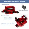 PETCHOR HB-100 Line Pulling Hydraulic Disc Brake Calipers, Mechanical Disc Brakes for MTB, Mountain Bike, E-bike and Electric Bike 2PCS Front/Rear Red view 2