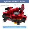 PETCHOR HB-100 Line Pulling Hydraulic Disc Brake Calipers, Mechanical Disc Brakes for MTB, Mountain Bike, E-bike and Electric Bike 2PCS Front/Rear Red view 3