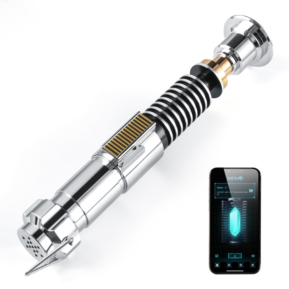 CUSTOM SABER RGBX Smooth Swing Light Saber, 12 Sound Fonts, Motion Control Infinite Color Changing Aluminium Alloy Hilt Rechargeable Light Saber, Support Heavy Dueling Luke Light Sword