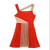 Nikiikoo Women's Sleeveless Color Block Lyrical Dance Dress Mesh Chiffon Modern Tutu Latin Waltz Gymnastics Leotard Orange Medium view 4