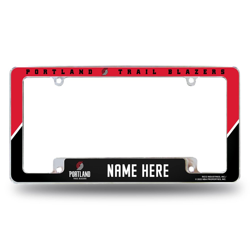 Rico Industries NBA Basketball Portland Trail Blazers Personalized/Custom 12" x 6" Chrome All Over Automotive License Plate Frame for Car/Truck/SUV