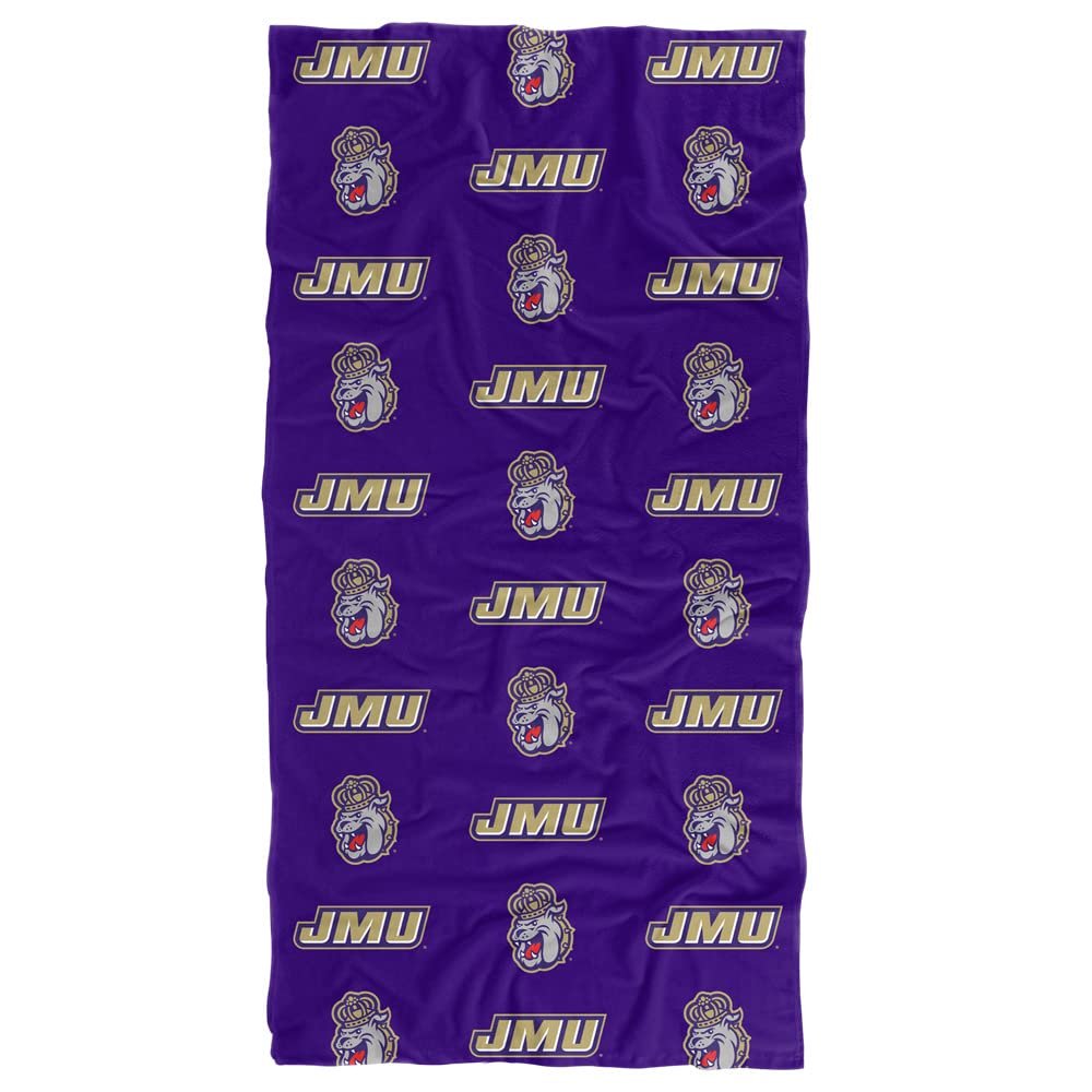 LOGOVISION James Madison University Beach Towel/Bath Towel, 30"x60" Logo Pattern