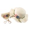 LISfsa Girls Straw Hat 2-8 Age Tourism Sun Hat Flower Children Sun Hat and Bag Set Baby Outdoor Wide Brim Bucket Hats for Kid White, One Size view 1