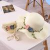 LISfsa Girls Straw Hat 2-8 Age Tourism Sun Hat Flower Children Sun Hat and Bag Set Baby Outdoor Wide Brim Bucket Hats for Kid White, One Size view 2
