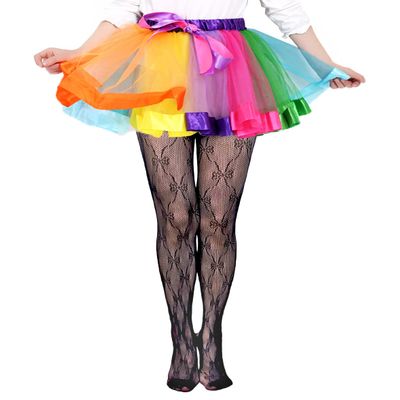 VINICUNCA Girls Fishnet Stockings for Princess Dress High Waist Mesh Tights Cute Pattern Knit Socks (7-14 Years, Black-Bow-knot)