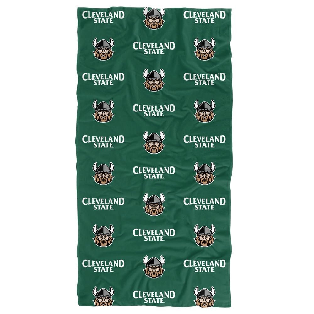 LOGOVISION Cleveland State University Beach Towel/Bath Towel, 30"x60" Logo Pattern