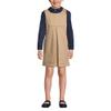 Lands' End Uniform Ponte Pleated Jumper Khaki Kids 10 view 2