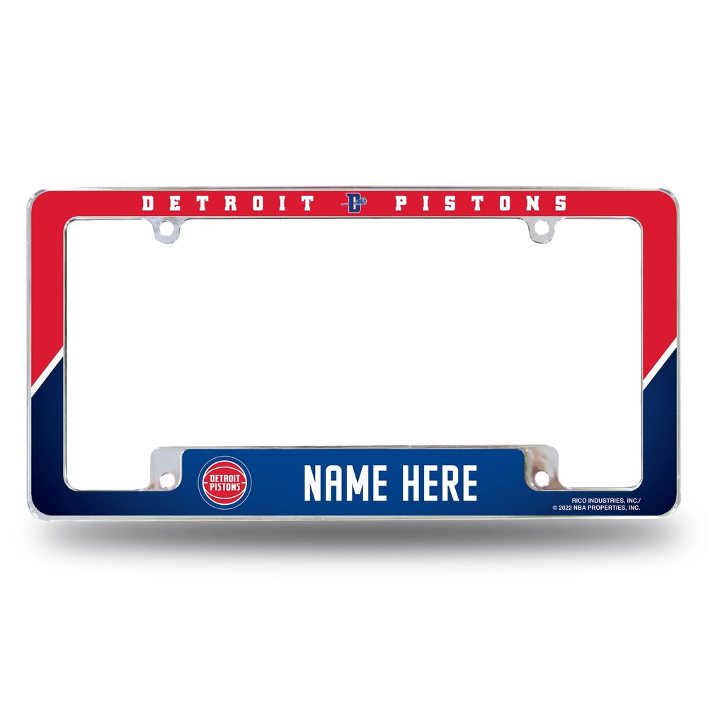 Rico Industries NBA Basketball Detroit Pistons Personalized/Custom 12" x 6" Chrome All Over Automotive License Plate Frame for Car/Truck/SUV
