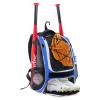 WOLT | Youth Baseball Bat Backpack - Bag for Baseball, Softball & T-Ball Equipment & Gear, Youth and Adults, with Holder for Bat, Helmet, Glove, & Shoes Compartment & Fence Hook (Blue) view 1