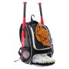 WOLT | Youth Baseball Backpack Bag for Baseball, Softball & T-Ball Equipment & Gear, Youth Boys and Adults, with Holder for Bat, Helmet, Glove, & Shoes Compartment & Fence Hook (Black) view 1