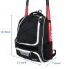 WOLT | Youth Baseball Backpack Bag for Baseball, Softball & T-Ball Equipment & Gear, Youth Boys and Adults, with Holder for Bat, Helmet, Glove, & Shoes Compartment & Fence Hook (Black) view 2