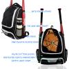WOLT | Youth Baseball Backpack Bag for Baseball, Softball & T-Ball Equipment & Gear, Youth Boys and Adults, with Holder for Bat, Helmet, Glove, & Shoes Compartment & Fence Hook (Black) view 4