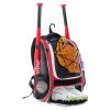 WOLT | Baseball Bat Backpack - Bag for Softball & T-Ball Equipment & Gear, Youth Girl & Adults Women, Holder for Helmet, Glove, Separate Shoes Compartment & Fence Hook (Red) view 1