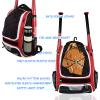 WOLT | Baseball Bat Backpack - Bag for Softball & T-Ball Equipment & Gear, Youth Girl & Adults Women, Holder for Helmet, Glove, Separate Shoes Compartment & Fence Hook (Red) view 4