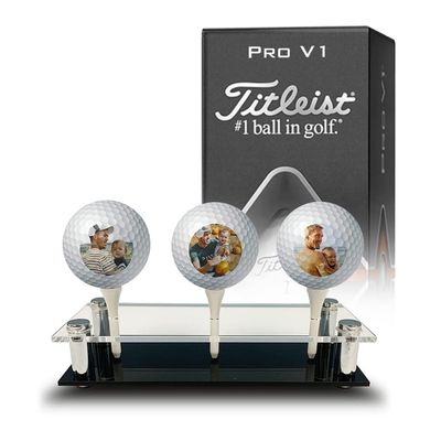 Titleist Pro V1 Custom Golf Balls w/Display Stand for Father's Day | 3-Pack | Personalized with Pictures and Photos | #1 Dad, Husband, Grandpa Gift (3-Pack Titleist Pro V1 + Display)