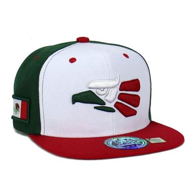 Mexican Mexico Hat Hecho En Mexico Eagle Aguila Snapback Flat Bill Baseball Cap (White - Green)