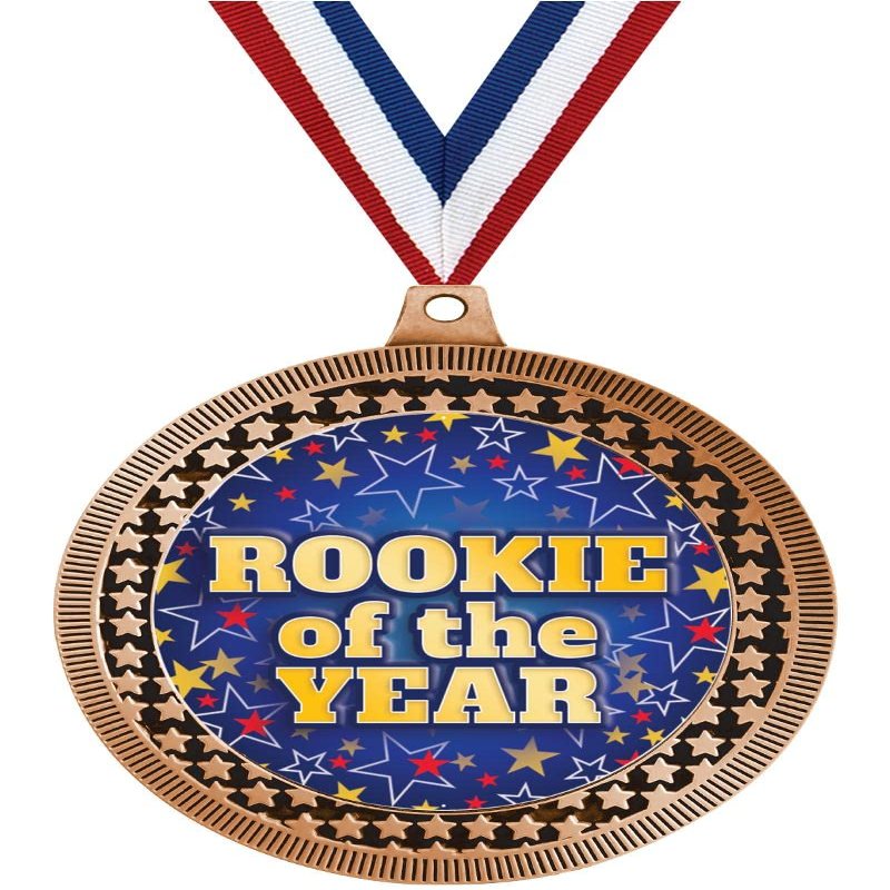 2.75" Rookie of The Year Medal Awards, Bronze Vega Rookie of The Year Team Trophy Awards Includes Free Neck Ribbon 100 Pack