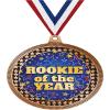 2.75" Rookie of The Year Medal Awards, Bronze Vega Rookie of The Year Team Trophy Awards Includes Free Neck Ribbon 100 Pack view 1