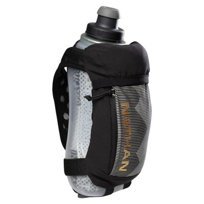 Nathan Running Handheld Quick Squeeze Water Bottle. No-Grip Adjustable Hand Strap. 12oz / 18oz / Insulated. Reflective Hydration Water Bottle.