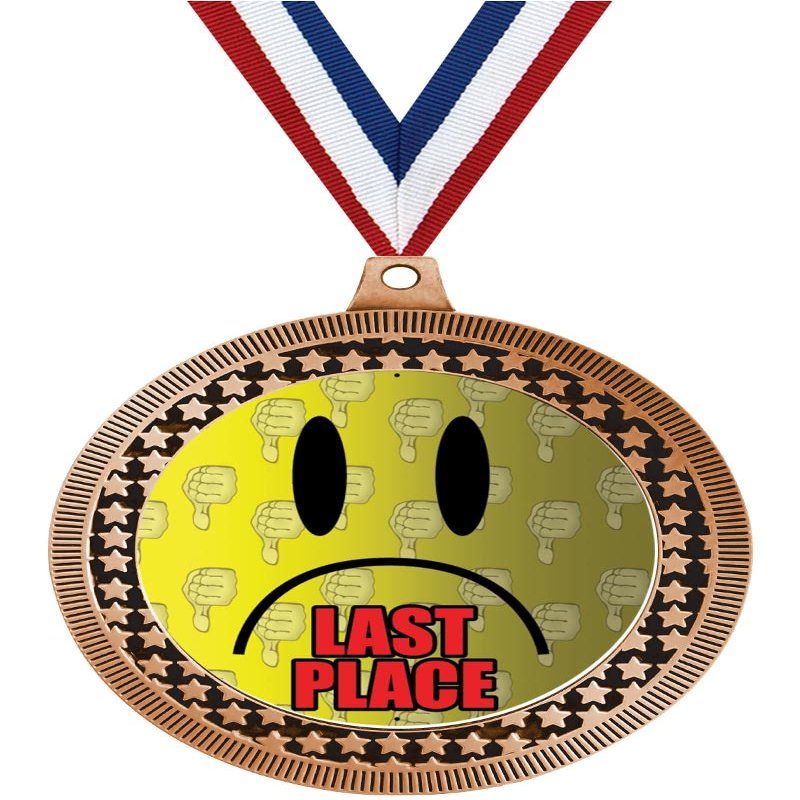 2.75" Funny Last Place Medal Awards, Bronze Vega Funny Last Place Team Trophy Awards Includes Free Neck Ribbon 20 Pack