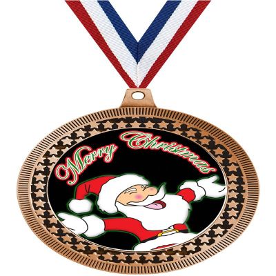 2.75" Santa Claus Medal Awards, Bronze Vega Santa Claus Team Trophy Awards Includes Free Neck Ribbon 100 Pack