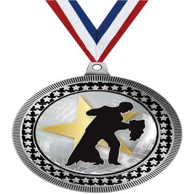 2.75" Ballroom Dance Medal Awards, Silver Vega Ballroom Dance Team Trophy Awards Includes Free Neck Ribbon 20 Pack