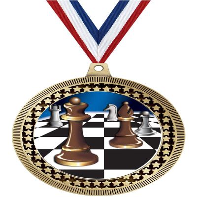 2.75" Chess Medal Awards, Gold Vega Chess Team Trophy Awards Includes Free Neck Ribbon 100 Pack