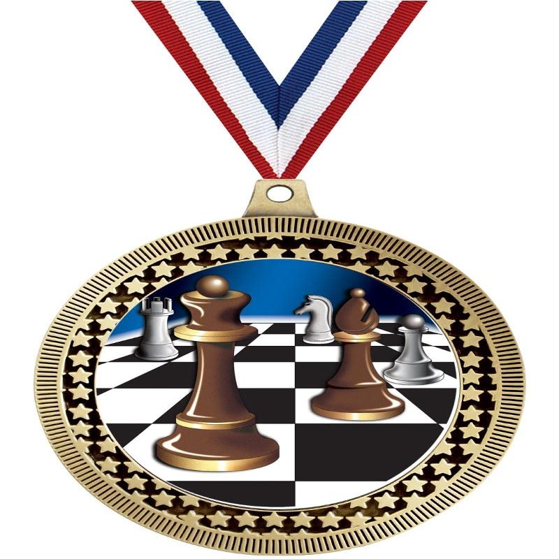 2.75" Chess Medal Awards, Gold Vega Chess Team Trophy Awards Includes Free Neck Ribbon 100 Pack