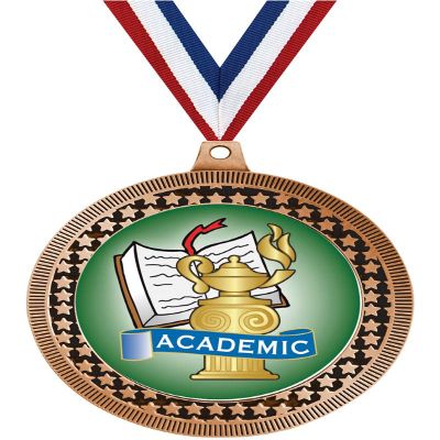 2.75" Academic Medal Awards, Bronze Vega Academic Team Trophy Awards Includes Free Neck Ribbon 100 Pack