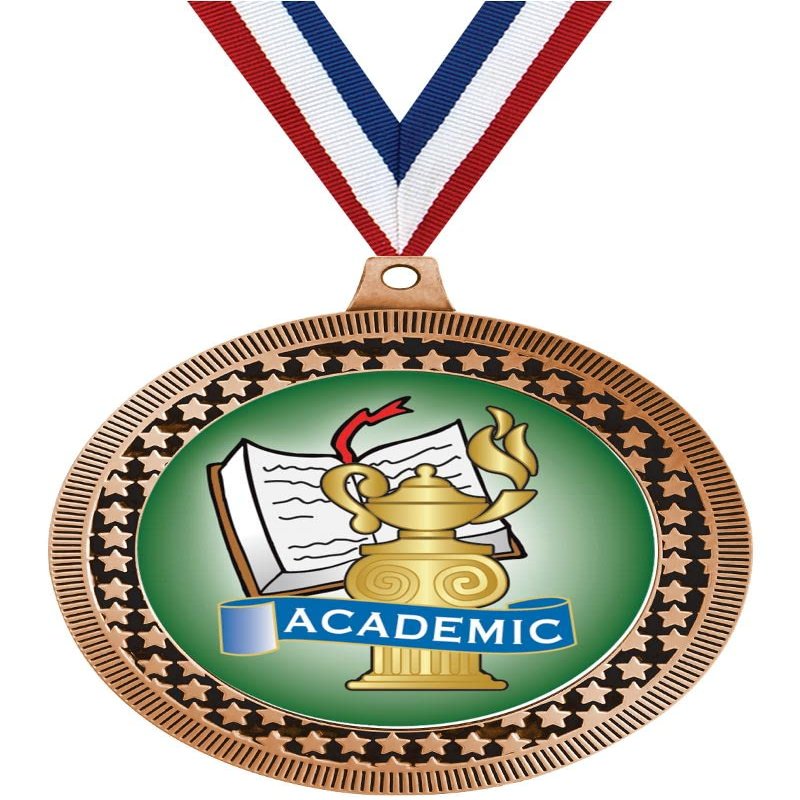 2.75" Academic Medal Awards, Bronze Vega Academic Team Trophy Awards Includes Free Neck Ribbon 100 Pack