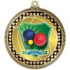 2.75" Bocce Ball Medals, Gold Vega Trophy Award with Free Neck Ribbon 50 Pack view 2