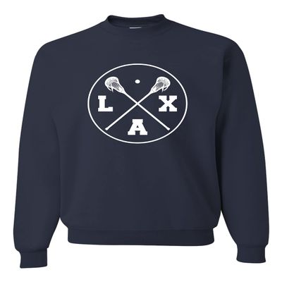 Go All Out Medium Navy Blue Unisex LAX Lacrosse Sticks Sweatshirt Crewneck