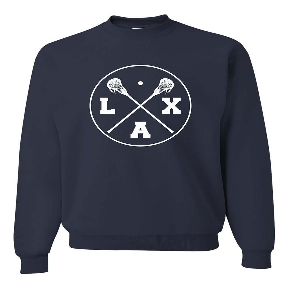 Go All Out Medium Navy Blue Unisex LAX Lacrosse Sticks Sweatshirt Crewneck