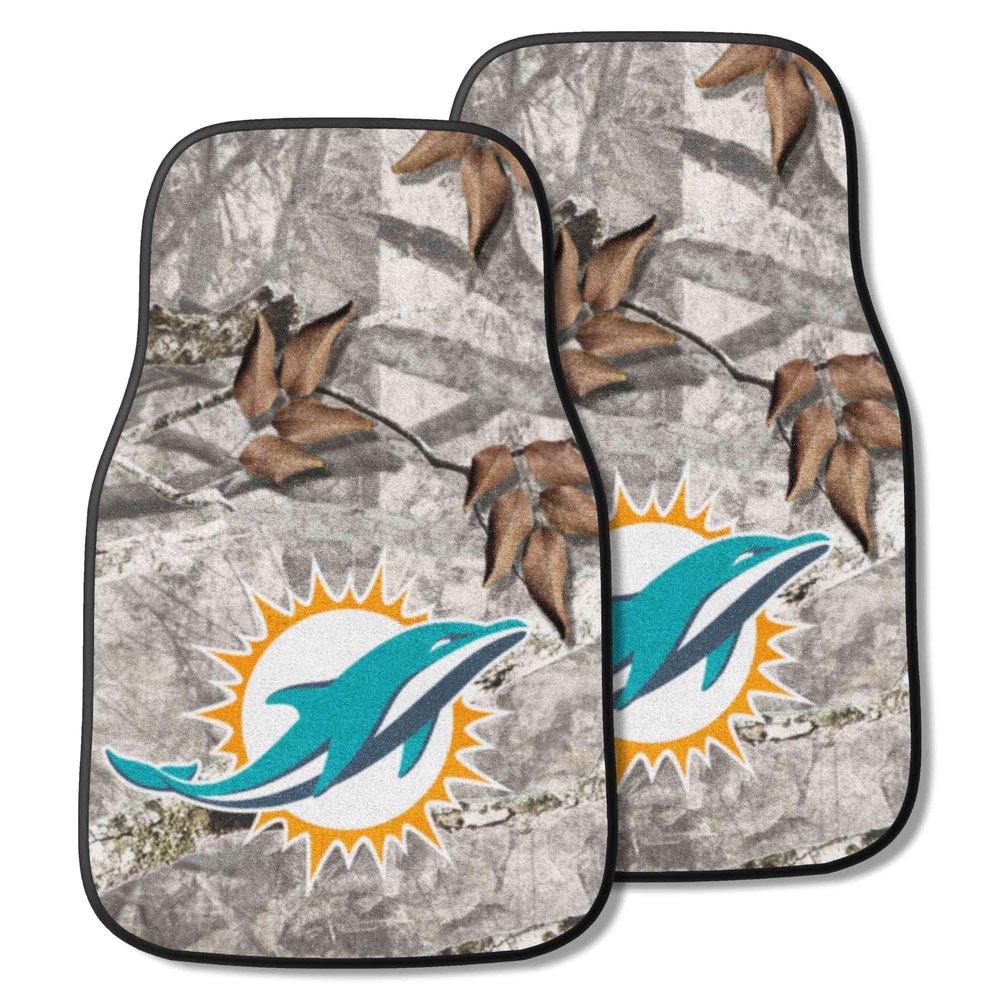 FANMATS 25504 Miami Dolphins 2-pc Carpet Car Mat Set