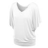 Women Fold Hem Loose Top Plus Size Batwing Sleeve T-Shirt Fashion Solid V-Neck Boat Neck Dolman Top with Side Shirring White view 2