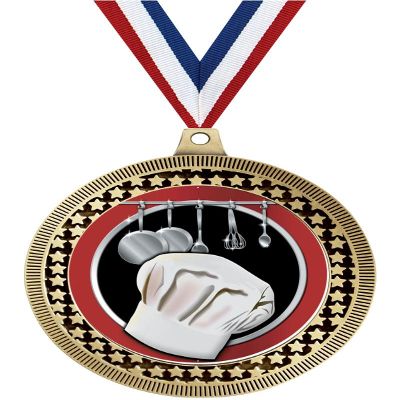 2.75" Cooking Medal Awards, Gold Vega Cooking Team Trophy Awards Includes Free Neck Ribbon 20 Pack