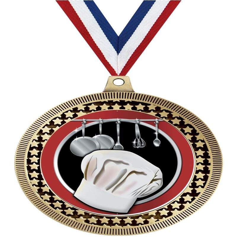 2.75" Cooking Medal Awards, Gold Vega Cooking Team Trophy Awards Includes Free Neck Ribbon 20 Pack