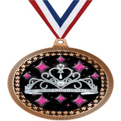 2.75" Beauty Tiara Medal Awards, Bronze Vega Beauty Tiara Team Trophy Awards Includes Free Neck Ribbon 50 Pack