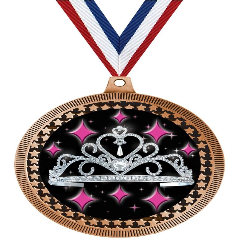 2.75" Beauty Tiara Medal Awards, Bronze Vega Beauty Tiara Team Trophy Awards Includes Free Neck Ribbon 50 Pack