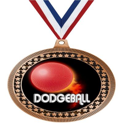 2.75" Dodgeball Medal Awards, Bronze Vega Dodgeball Team Trophy Awards Includes Free Neck Ribbon 20 Pack