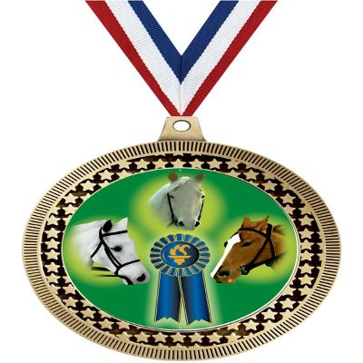 2.75" Horse Show Medal Awards, Gold Vega Horse Show Team Trophy Awards Includes Free Neck Ribbon 50 Pack