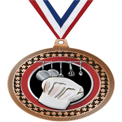 2.75" Cooking Medal Awards, Bronze Vega Cooking Team Trophy Awards Includes Free Neck Ribbon 20 Pack