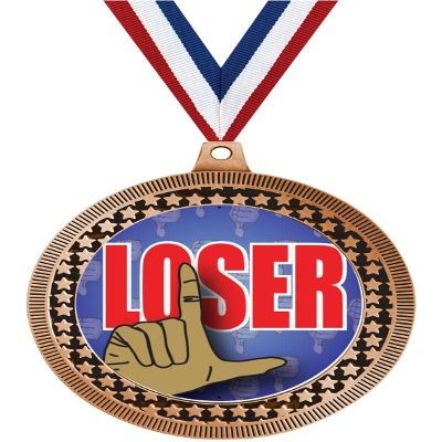 2.75" Funny Loser Medal Awards, Bronze Vega Funny Loser Team Trophy Awards Includes Free Neck Ribbon 100 Pack