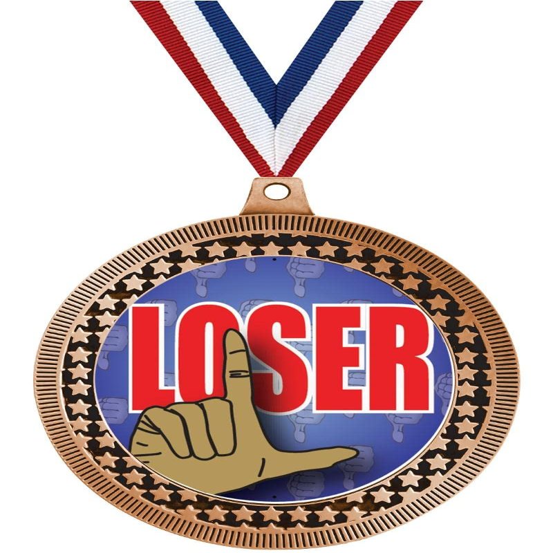 2.75" Funny Loser Medal Awards, Bronze Vega Funny Loser Team Trophy Awards Includes Free Neck Ribbon 100 Pack